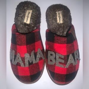 Dearfoams Brown and Red Plaid Slippers
